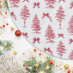 Jupon De Sapin En Polyester Brossé Sapin de Noël vintage rouge et blanc