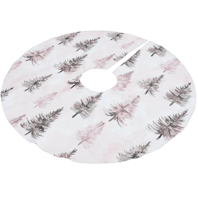 Jupon De Sapin En Polyester Brossé Sapins de Noël roses (Angle)