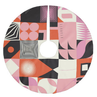 Jupon De Sapin En Polyester Brossé Scandinave géométrique : Motif d'oeuvres colorées