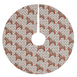 Jupon De Sapin En Polyester Brossé Scandinavie vintage Folk Art Dala Horse