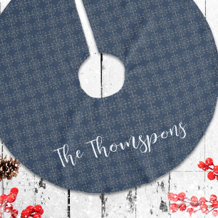 Jupon De Sapin En Polyester Brossé Script de calligraphie Marine Silver Flakes Custom