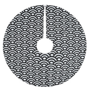 Jupon De Sapin En Polyester Brossé Seigaiha, Vagues, Japonais, Noir et Blanc
