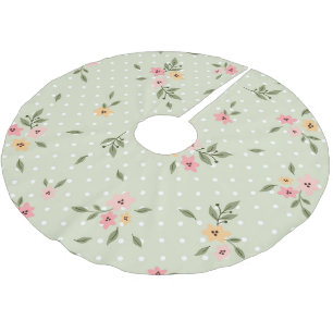 Jupon De Sapin En Polyester Brossé Shabby Chic Floral Pastel Green Mix