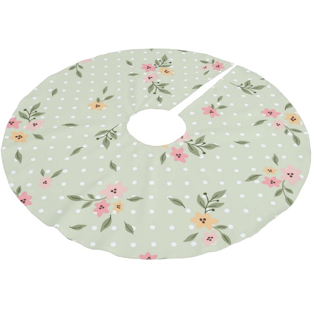 Jupon De Sapin En Polyester Brossé Shabby Chic Floral Pastel Green Mix (Angle)