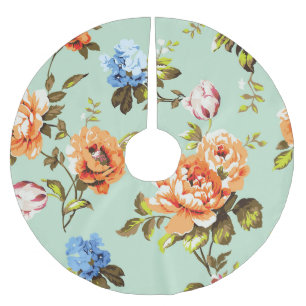 Jupon De Sapin En Polyester Brossé Shabby Chic Rose Motif Vintage