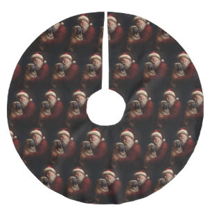 Jupon De Sapin En Polyester Brossé Shar Pei avec le Père Noël Fête de Noël