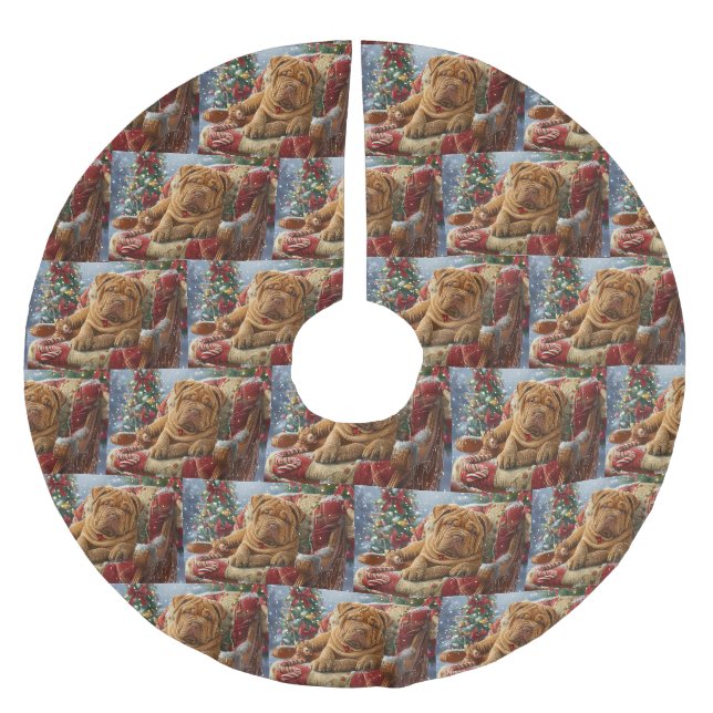 Jupon De Sapin En Polyester Brossé Shar Pei Chien Fête de Noël (Devant)