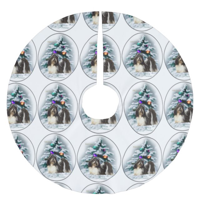 Jupon De Sapin En Polyester Brossé Shih Tzu Noël (Devant)