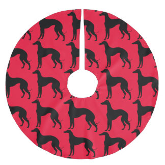 Jupon De Sapin En Polyester Brossé Silhouette de noir de motif de chien de lévrier