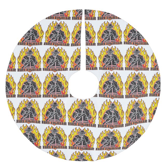 Jupon De Sapin En Polyester Brossé Silhouette de sapeur-pompier (Devant)