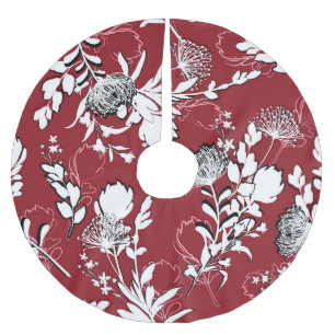 Jupon De Sapin En Polyester Brossé Silhouette florale, motif botanique coloré.