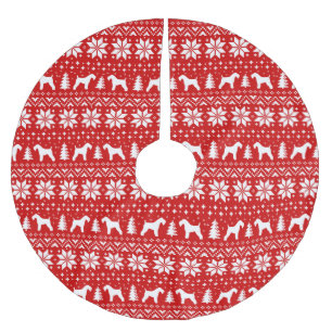 Jupon De Sapin En Polyester Brossé Silhouettes de Kerry Blue Terrier Motif de Noël