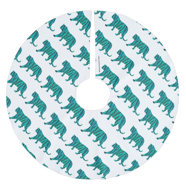 Jupon De Sapin En Polyester Brossé Silhouettes noires et Turquoises (Devant)