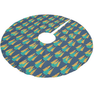 Jupon De Sapin En Polyester Brossé Simple bleu rétro pin de Noël Motif