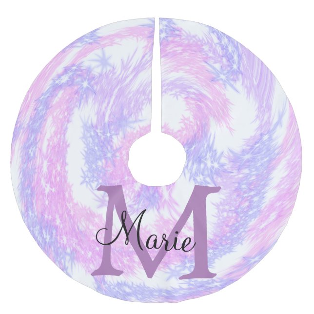 Jupon De Sapin En Polyester Brossé simple minimal ajouter nom monogramme rose rouge p (Devant)