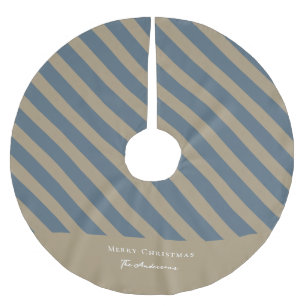 Jupon De Sapin En Polyester Brossé Simple minimaliste Bleu et Beige Joyeux Noël