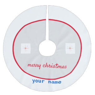 Jupon De Sapin En Polyester Brossé simple minimum ajouter votre nom joyeux brush noël