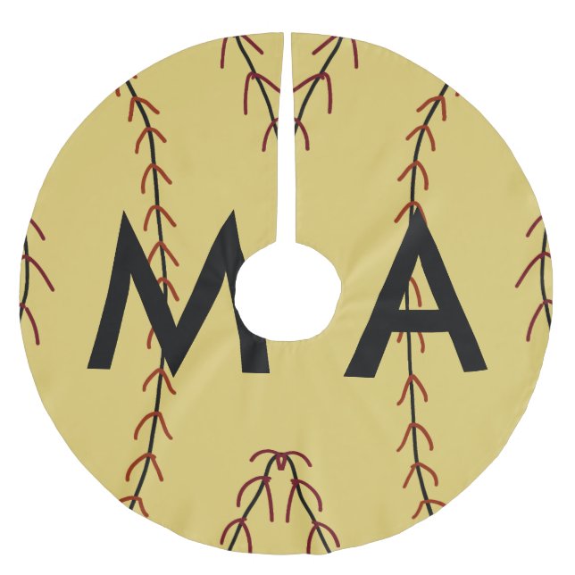 Jupon De Sapin En Polyester Brossé Simple monogramme ajouter votre nom lettre man min (Devant)