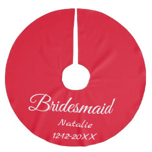 Jupon De Sapin En Polyester Brossé Simple texte minimal rose demoiselle d'honneur ajo