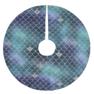 Jupon De Sapin En Polyester Brossé Sirène bleu Silver Aqua