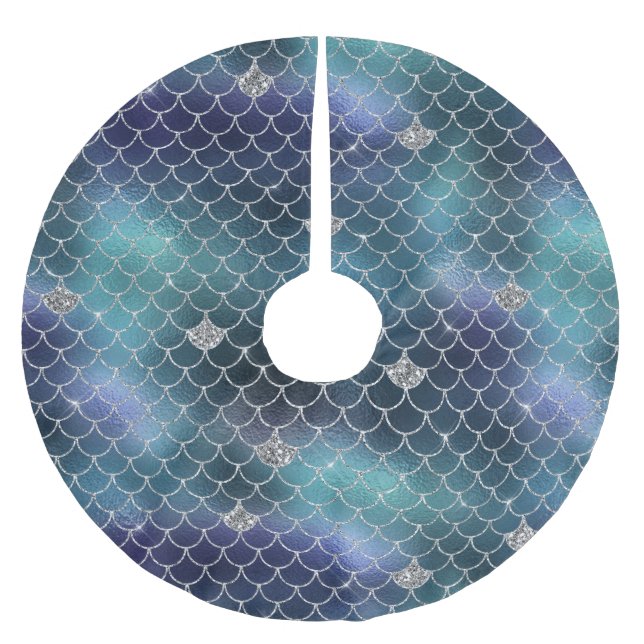 Jupon De Sapin En Polyester Brossé Sirène bleu Silver Aqua (Devant)