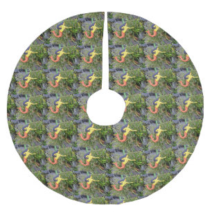 Jupon De Sapin En Polyester Brossé sirènes de sirena de rouge-queue sur le rouge et