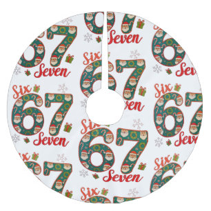 Jupon De Sapin En Polyester Brossé Six Seven 67 6 7 Mème de Noël Xmas Chapeau de Père