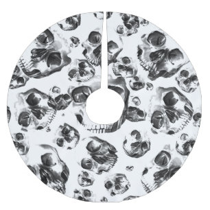 Jupon De Sapin En Polyester Brossé Skeleton Skull Art Pattern