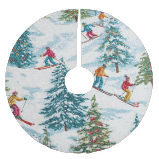 Jupon De Sapin En Polyester Brossé Skieurs sur neige