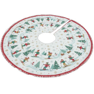 Jupon De Sapin En Polyester Brossé Skieurs sur neige