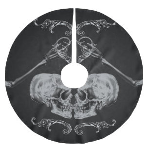 Jupon De Sapin En Polyester Brossé "Skull in Love" Skeletons Vintages Mariage noir