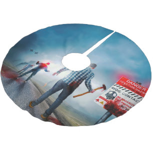 Jupon De Sapin En Polyester Brossé SlipperyJoe's heureux Halloween yeux brillants zom