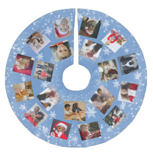 Jupon De Sapin En Polyester Brossé Snowflake Family Photo Collage Noël