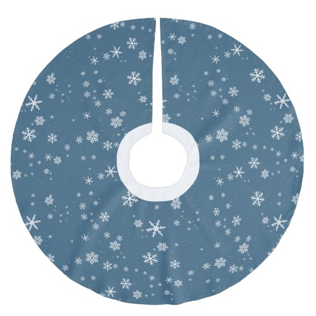 Jupon De Sapin En Polyester Brossé Snowflake Motif neige hiver Noël (Devant)