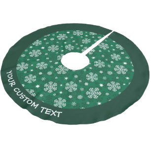 Jupon De Sapin En Polyester Brossé Snowflakes Motif sur Cadmium Green