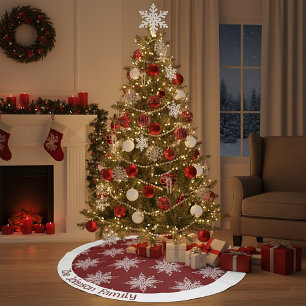 Jupon De Sapin En Polyester Brossé Snowflakes nom de famille personnalisé