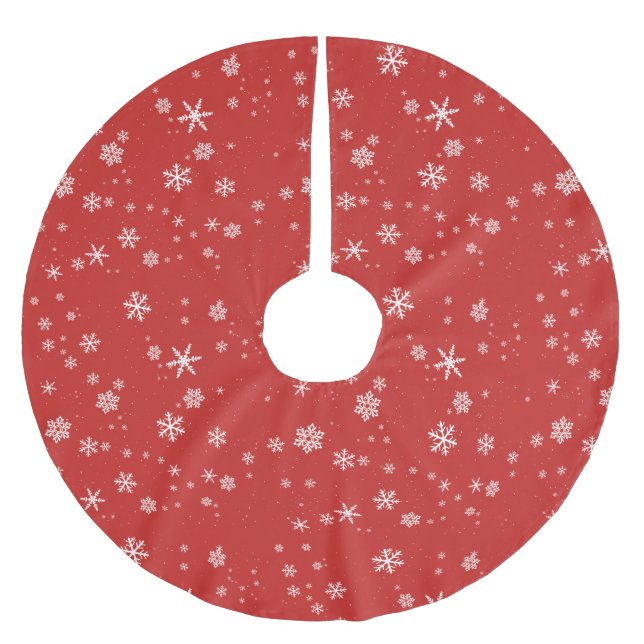 Jupon De Sapin En Polyester Brossé Snowflakes Style moderne Noël Rouge (Devant)