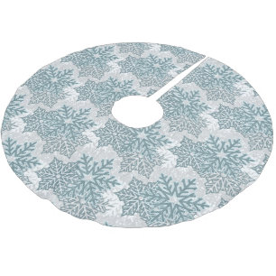 Jupon De Sapin En Polyester Brossé Snowflakes Turquoise