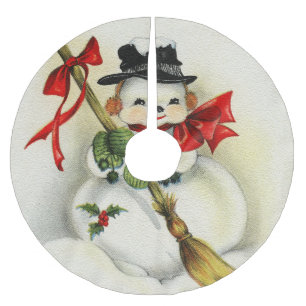 Jupon De Sapin En Polyester Brossé Snowman 001