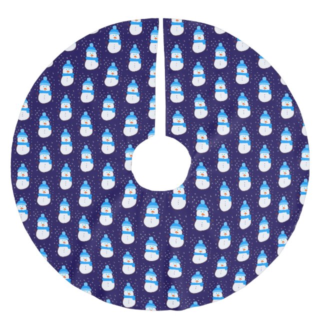 Jupon De Sapin En Polyester Brossé Snowman bleu dans Flurry (Devant)