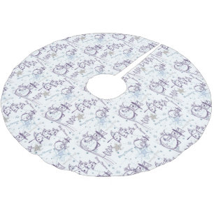 Jupon De Sapin En Polyester Brossé Snowman Sketch Christmas Tree Skirt