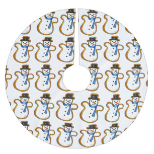 Jupon De Sapin En Polyester Brossé Snowman Sucre Cookie Noël Vacances hiver