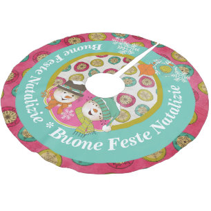 Jupon De Sapin En Polyester Brossé Snowmen Italien Joyeux sapin de Noël Jupe