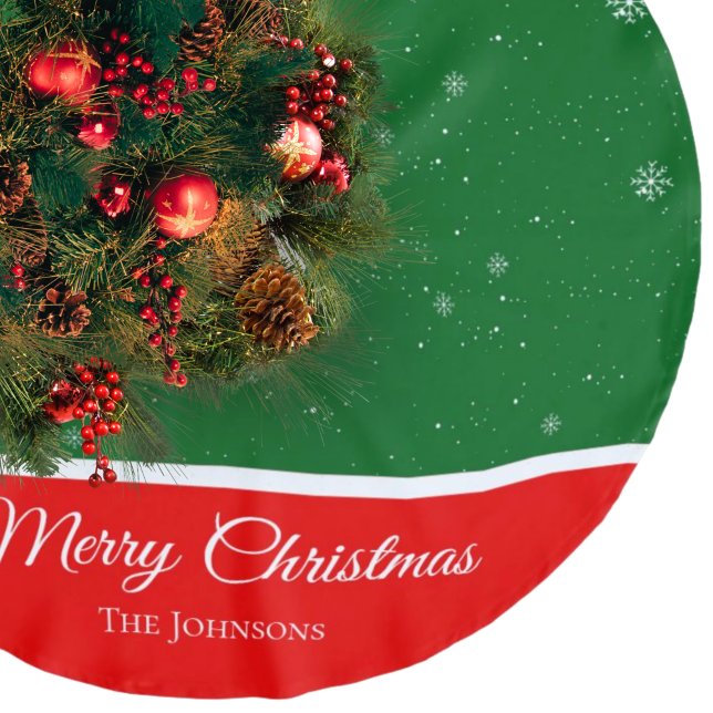 Jupon De Sapin En Polyester Brossé Solive Merry Christma Last Nom Snowflake (Créateur téléchargé)