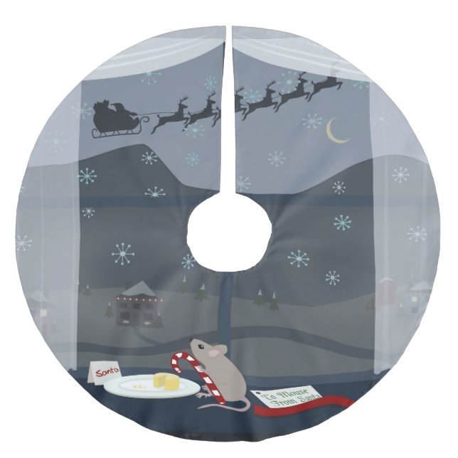 Jupon De Sapin En Polyester Brossé Souris de Noël (Devant)