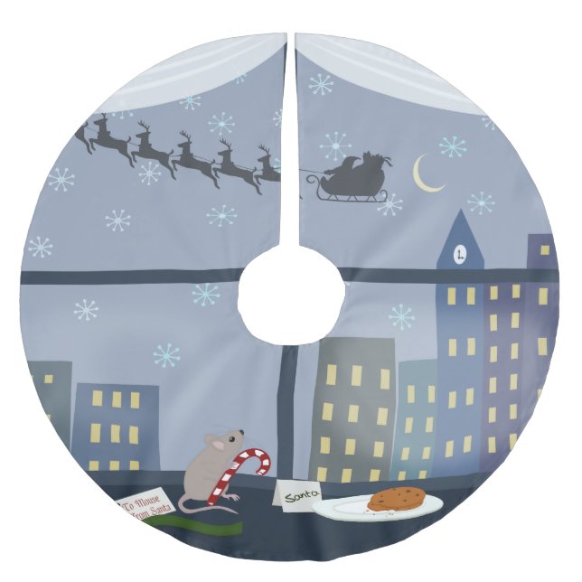 Jupon De Sapin En Polyester Brossé Souris de Noël (Devant)