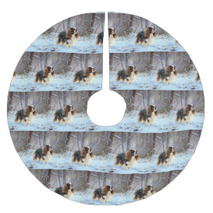 Jupon De Sapin En Polyester Brossé Spaniel Toy Anglais Noël Qu'il neige
