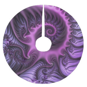 Jupon De Sapin En Polyester Brossé Spirale d'art fractal abstrait violet rose vif