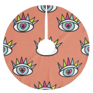 Jupon De Sapin En Polyester Brossé Sport yeux motif, psychédélique vintage.