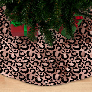 Jupon De Sapin En Polyester Brossé Spots roses en or et en léopard noir